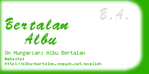 bertalan albu business card